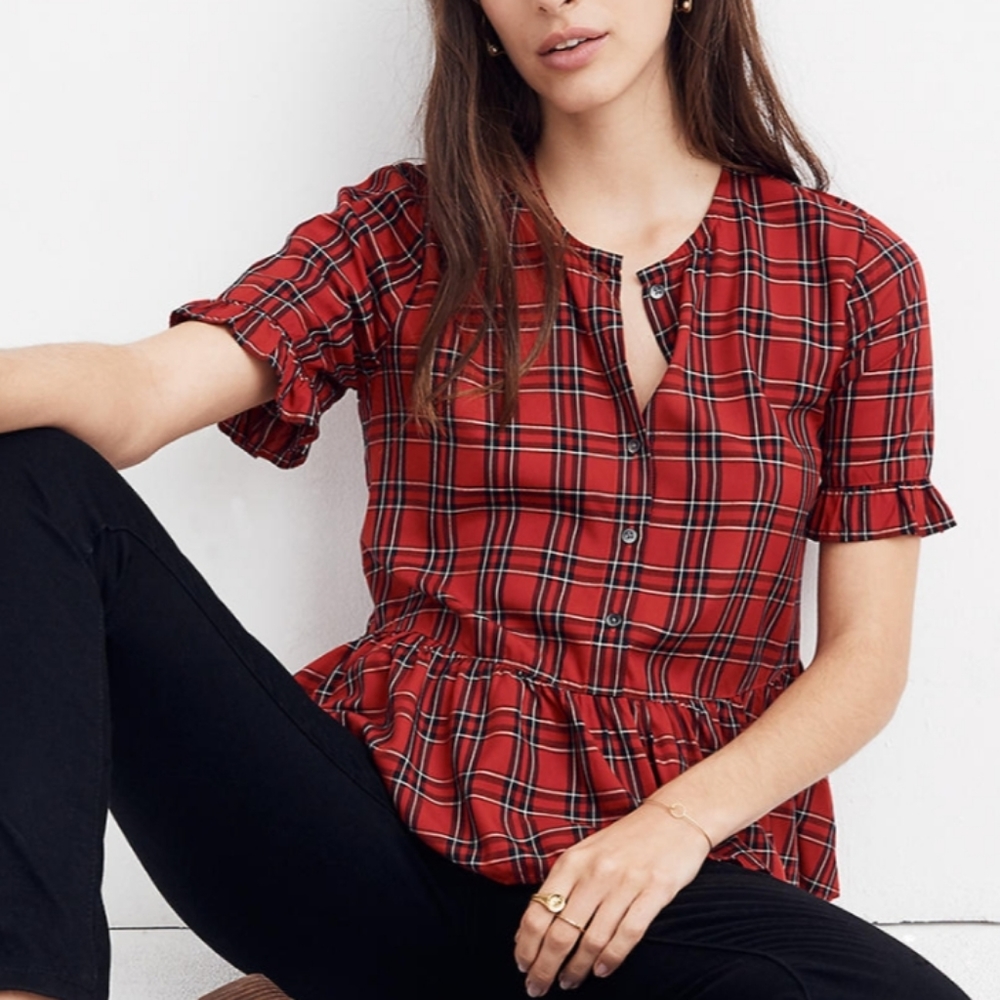 Madewell Studio Ruffle-Hem Clanton Plaid